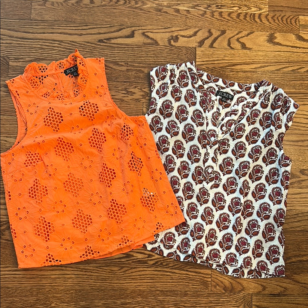 J. Crew Orange Eyelet And White Paisley Tops (2)